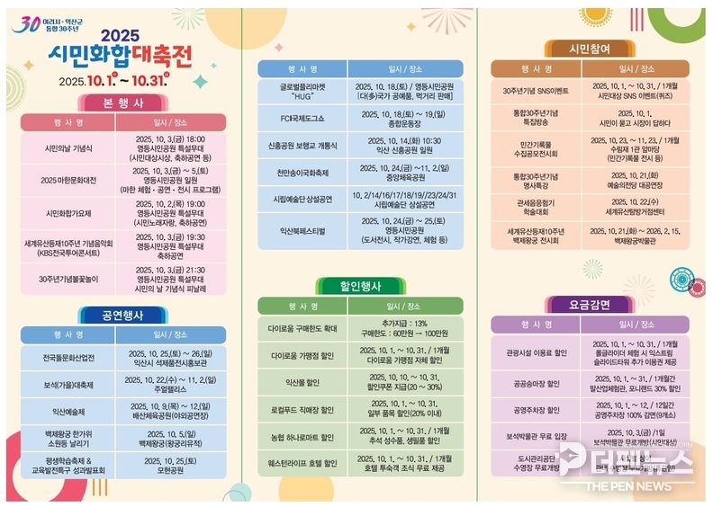 <strong>익산시, 통합 30주년 기념 시민화합대축전 개최…“한 달 내내 즐기는 시민잔치”</strong>