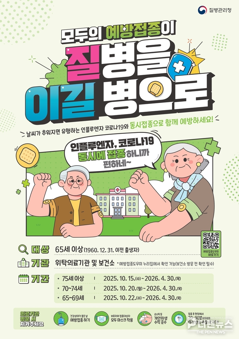 장수군보건의료원에서 의료진이 어르신에게 독감 예방접종을 진행하고 있다.